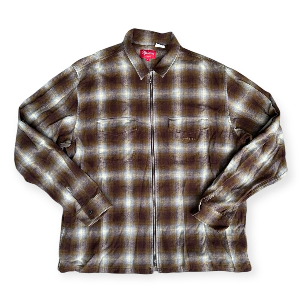 Full Zip xl Supreme Brown Plaid Men's Jacket